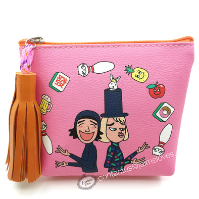 Pink with orange tassel