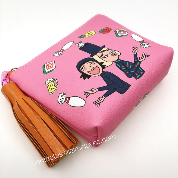 Pink with orange tassel